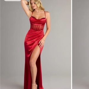 Windsor Scarlet Satin Prom Dress